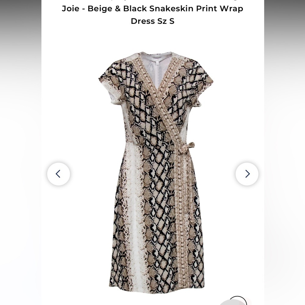 Joie Snakeskin wrap dress in beige and black. Size Small.